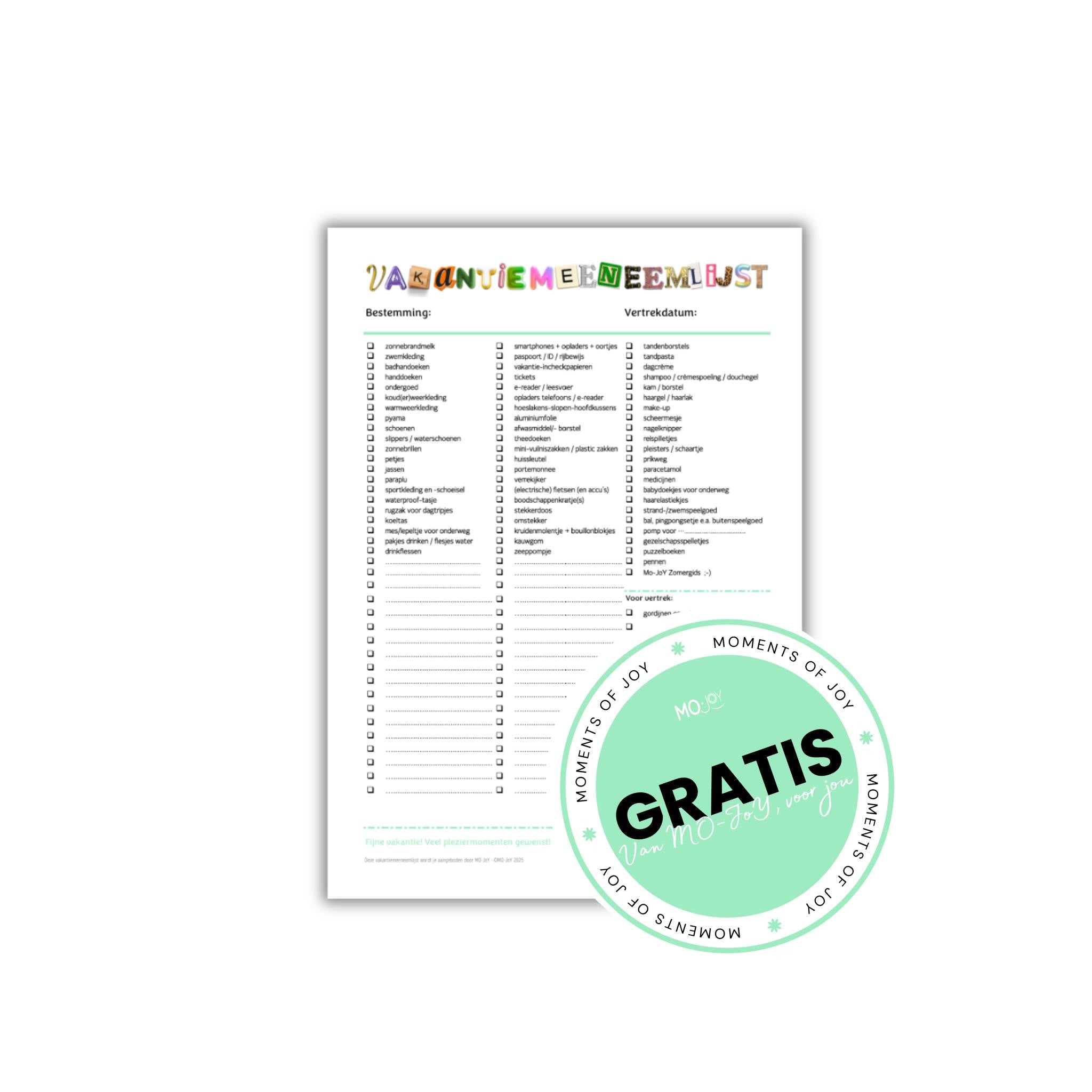GRATIS - MO-JoY Vakantiemeeneemlijst