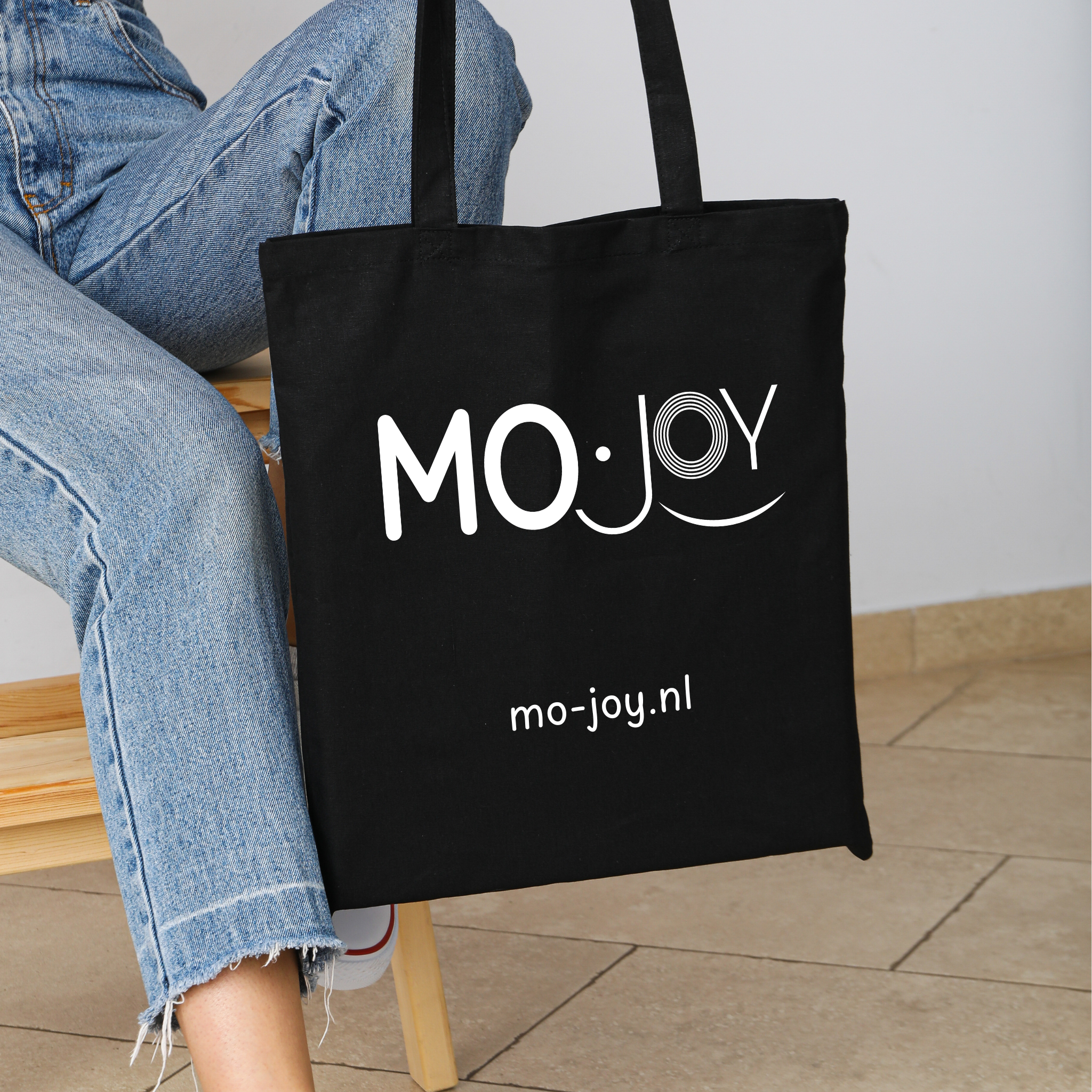 MO-JoY zwarte katoenen tas, tote met comfortabele lange hengsels voor schouderdraagcomfort - A4 - lichtgewicht en stijlvol om altijd bij te hebben